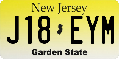 NJ license plate J18EYM