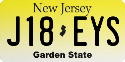 NJ license plate J18EYS
