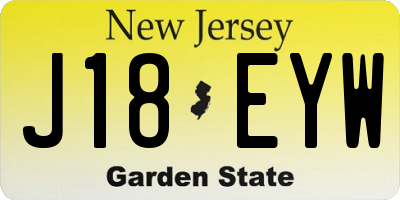 NJ license plate J18EYW