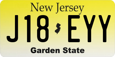 NJ license plate J18EYY