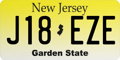NJ license plate J18EZE