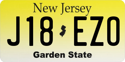 NJ license plate J18EZO