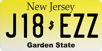 NJ license plate J18EZZ