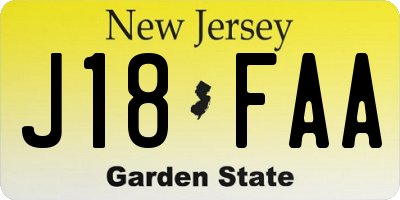 NJ license plate J18FAA