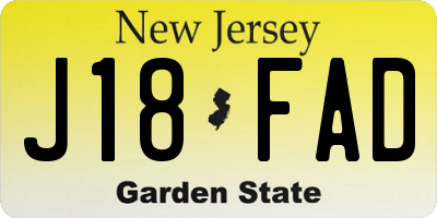NJ license plate J18FAD