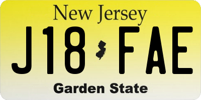 NJ license plate J18FAE
