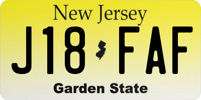 NJ license plate J18FAF
