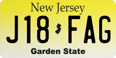 NJ license plate J18FAG