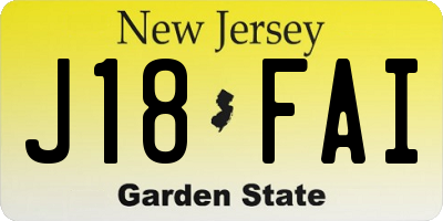 NJ license plate J18FAI