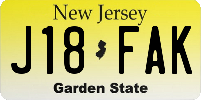 NJ license plate J18FAK