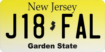 NJ license plate J18FAL