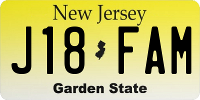 NJ license plate J18FAM