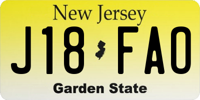 NJ license plate J18FAO