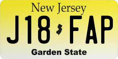 NJ license plate J18FAP