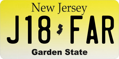NJ license plate J18FAR