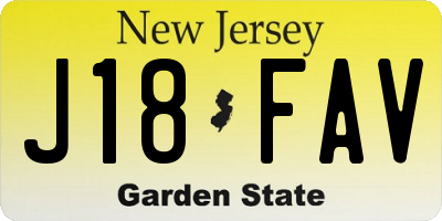 NJ license plate J18FAV