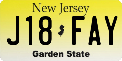 NJ license plate J18FAY