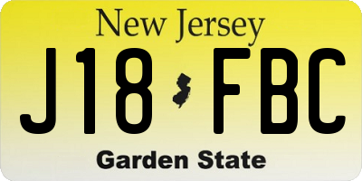 NJ license plate J18FBC