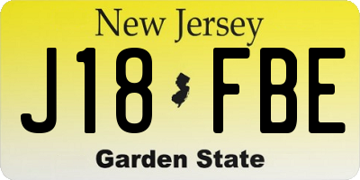 NJ license plate J18FBE