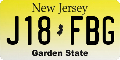 NJ license plate J18FBG