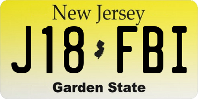NJ license plate J18FBI
