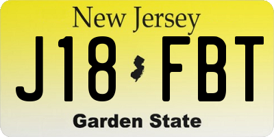 NJ license plate J18FBT