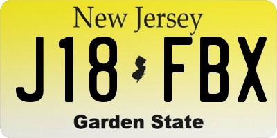NJ license plate J18FBX