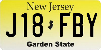 NJ license plate J18FBY