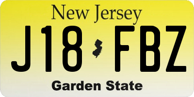 NJ license plate J18FBZ