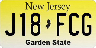 NJ license plate J18FCG
