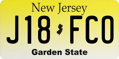 NJ license plate J18FCO