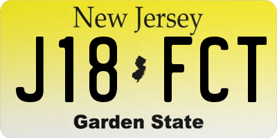 NJ license plate J18FCT