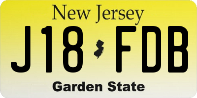 NJ license plate J18FDB