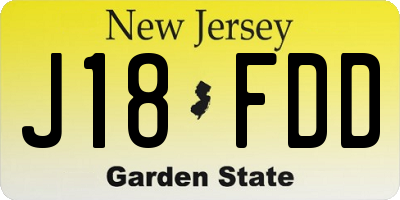 NJ license plate J18FDD