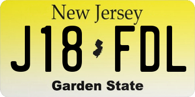 NJ license plate J18FDL
