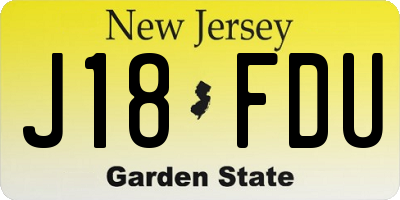 NJ license plate J18FDU