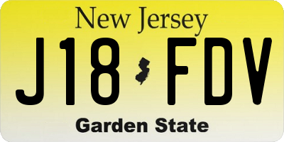 NJ license plate J18FDV