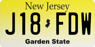 NJ license plate J18FDW