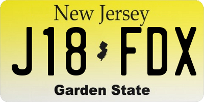 NJ license plate J18FDX