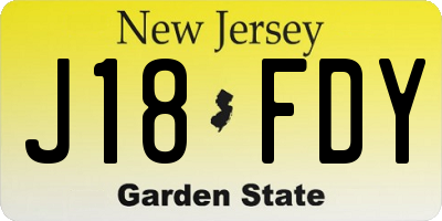NJ license plate J18FDY