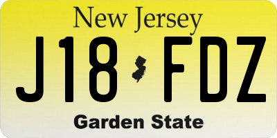 NJ license plate J18FDZ