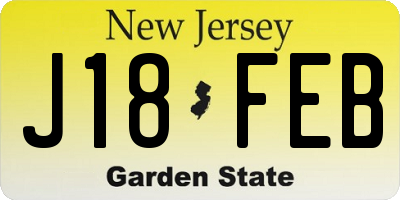 NJ license plate J18FEB