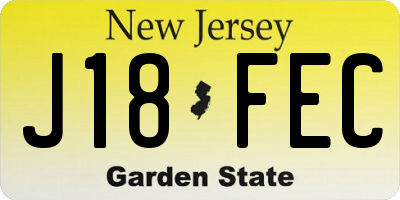 NJ license plate J18FEC