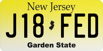 NJ license plate J18FED