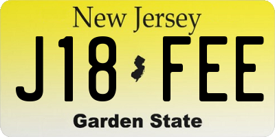 NJ license plate J18FEE
