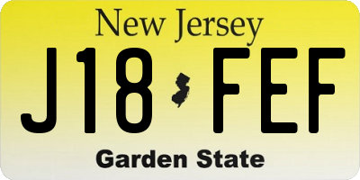 NJ license plate J18FEF