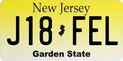 NJ license plate J18FEL