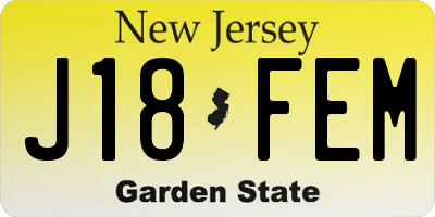 NJ license plate J18FEM