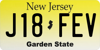 NJ license plate J18FEV