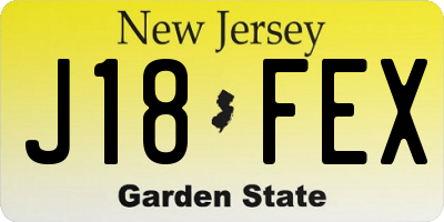 NJ license plate J18FEX